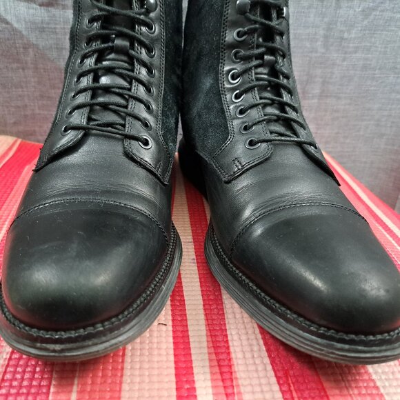 Cole Haan Mens Original Grand OS Cap Toe Laced Boots Black Leather Sz 10.5M - Picture 12 of 13